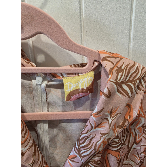Anthropologie Dazey LA Retro Flamingo Romper Size M Zip Back Pockets - Picture 7 of 9
